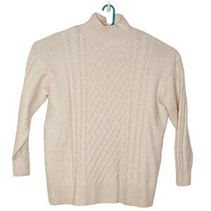 H&M Womens Wool Blend Mockneck Sweater Dress Tunic Oatmeal Color Mini Dress Sz L